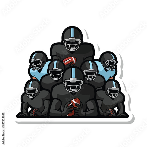 Group of American Football Players Kneeling Together.