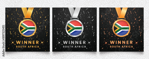 Bild auf Leinwand Celebrate South African victory with this premium set of gold, silver, and bronz
