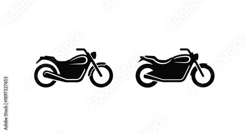 Two vintage motorcycle designs presented as a striking black silhouette