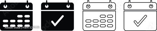 Calendar Check Icon Set in Minimal Line and Solid Style