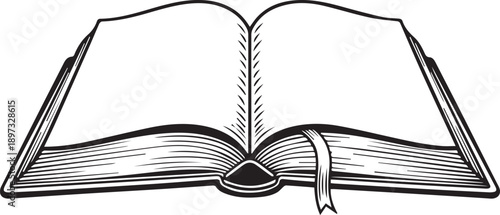 Open Book with Fanned Pages and Ribbon Bookmark — Ideal for Educational Editorials, Literacy Campaigns, and Academic or Library-Themed Visuals