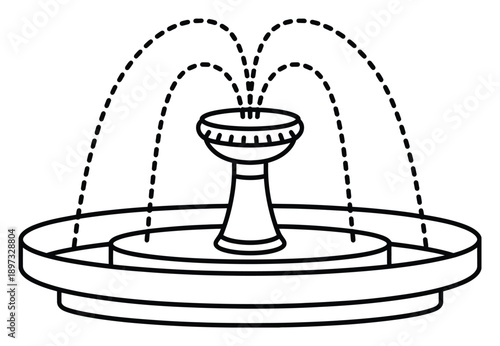 Simple Fountain Black and White Vector Illustration