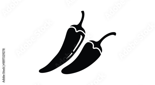 Two chili peppers depicted in a striking black and white silhouette