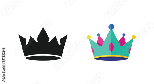 Two crowns displayed one in color and one as a dark silhouette