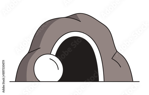 The empty tomb with the stone rolled away, a powerful symbol of resurrection and hope