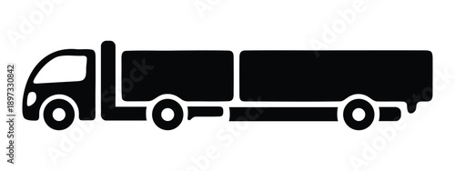 Black silhouette of a commercial semi-trailer truck for cargo transport