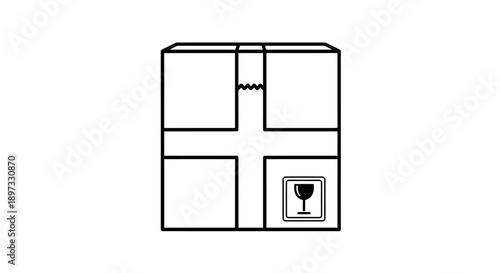 Simple line drawing of a fridge with a wine glass inside the bottom right door compartment.