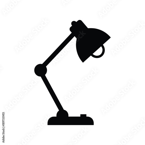 Solid Black Desk Lamp Silhouette Vector Icon