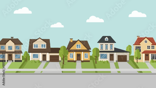 Suburban homes line a quiet neighborhood street