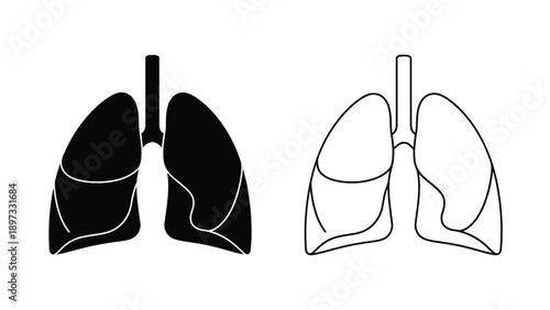 Anatomical lungs illustration contrasting forms black and white detailed silhouette