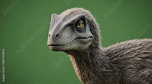 Baby velociraptor opens eyes and vocalizes
