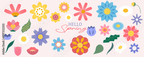 Cute decoration banner background with geometric flower design