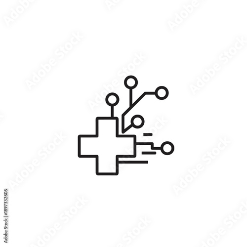 Digital Health Technology Medical Cross Icon.