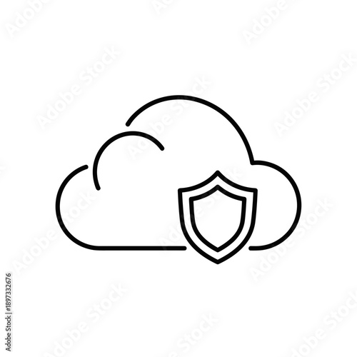 Cloud Security Shield Icon Represents Data Protection.
