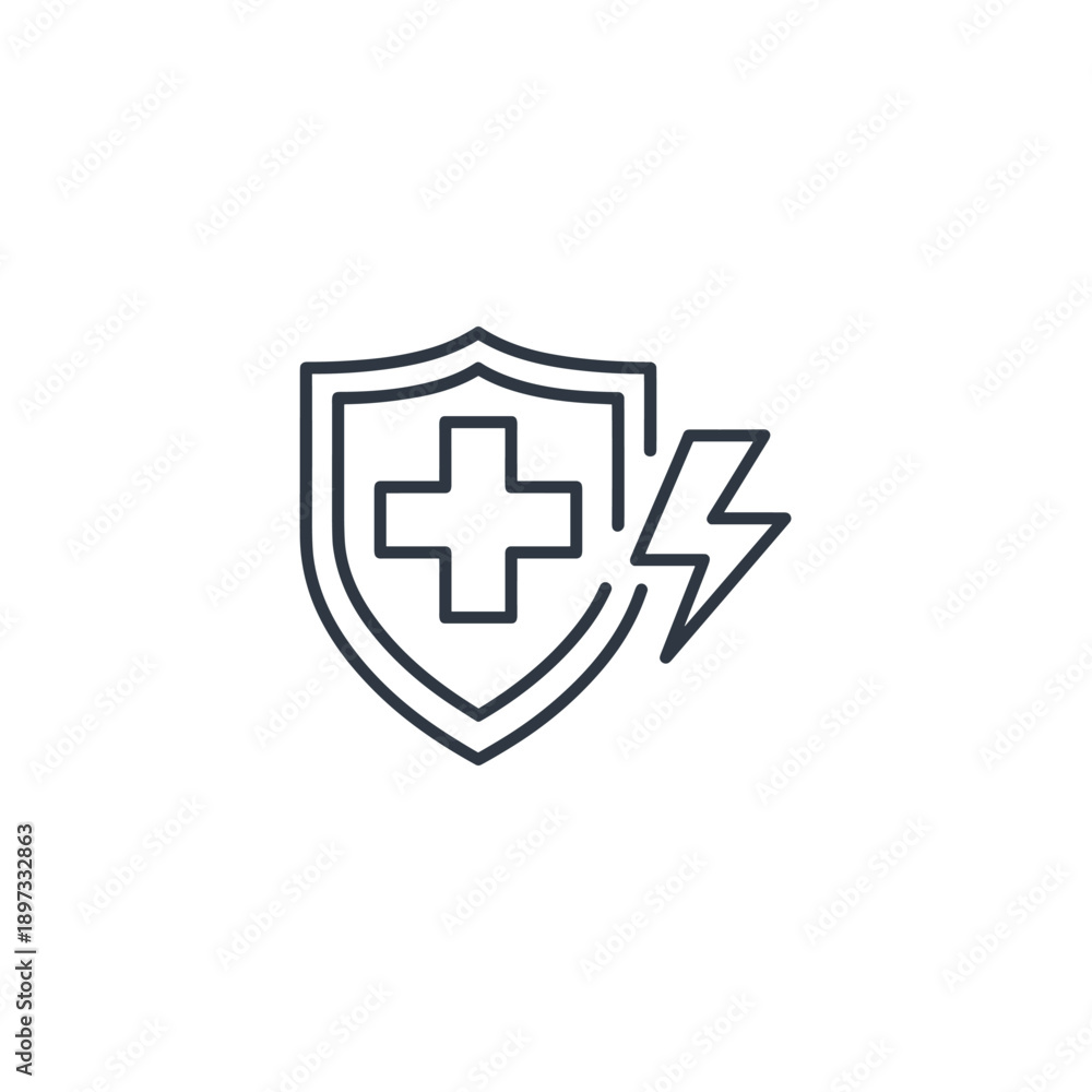 Obraz premium Health Shield with Lightning Bolt Icon.