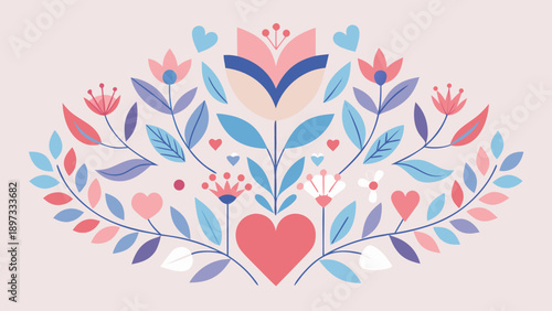 floral heart with floral ornament