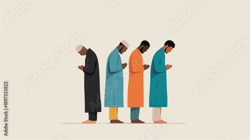 Group of People Using Smartphones in Colorful Traditional Robes.