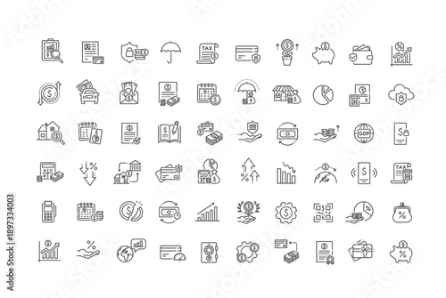Banking and investment line icons