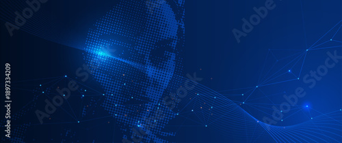 Vector Abstract modern technology futuristic, bot, Artificial Intelligence concept. Robot and cyberspace, digital data, datum communication, innovation on hi tech future design for background