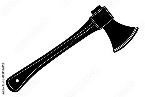 Minimalist Black Hatchet Axe Vector Icon on White Background