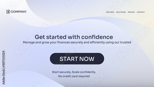Fintech CTA website background with soft blue gradient and abstract curves, designed to convey secure financial flow and user confidence.