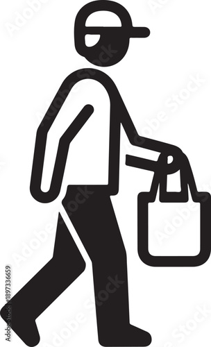 Contactless Delivery Person Vector for E-Commerce Checkout and Grocery Delivery Services