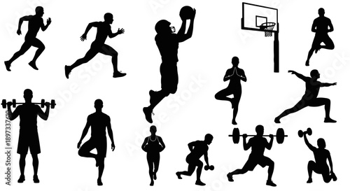 Collection of elegant deer silhouettes, showcasing diverse poses and sizes, perfect for nature, wildlife, and design projects, capturing the grace of these majestic animals