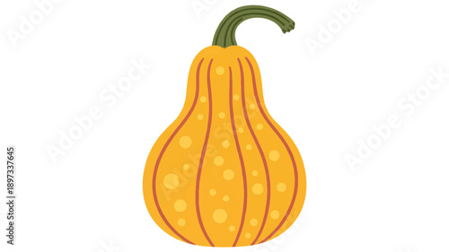 A simple, minimalist illustration of a yellow-orange gourd with red curved lines running vertically along its surface (4)_traced