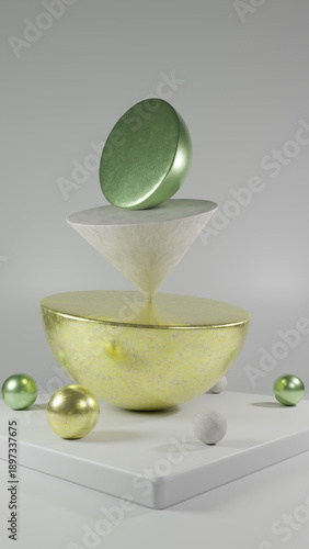 Wallpaper Mural Elegant modern 3D abstract shapes with metallic accents Torontodigital.ca