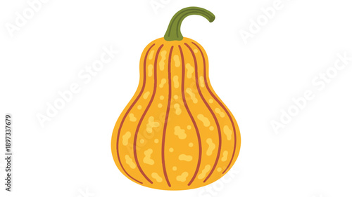 A simple, minimalist illustration of a yellow-orange gourd with red curved lines running vertically along its surface (3)_traced
