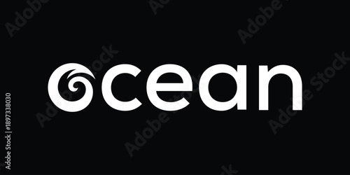 typography text ocean logo design, wave sea beach graphic icon concept