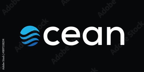 text ocean logo design, wave sea beach logo graphic icon concept