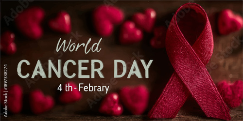 world cancer day purple ribbon concept event poster