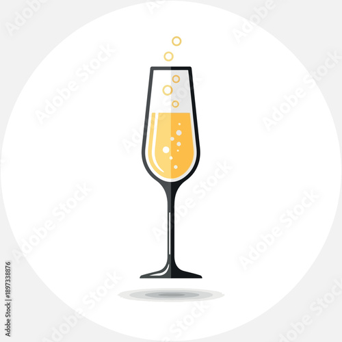 A crisp glass of bubbly champagne with rising bubbles, perfect for celebrations and festive occasions