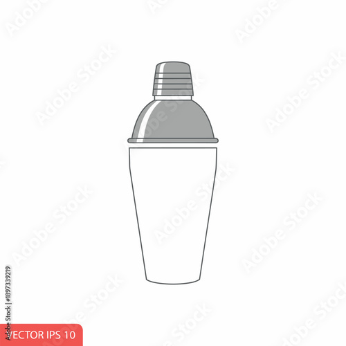 Stylish cocktail shaker line art illustration icon. Vector graphic design element for beverage preparation, bar, and mixology concepts. Outline symbol for professional drink creation