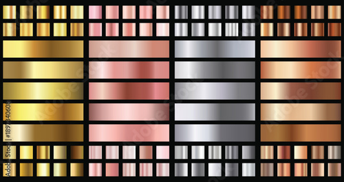 Elegant metallic gradient Shiny rose gold, silver and bronze medals gradients 
