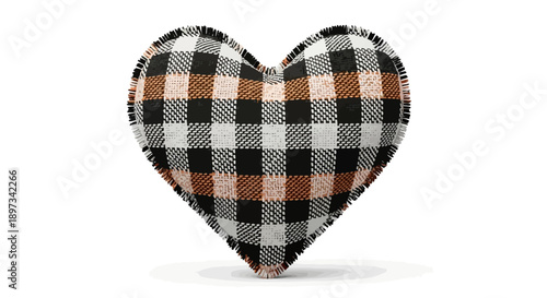 Heart Shape with Black and White Plaid Pattern