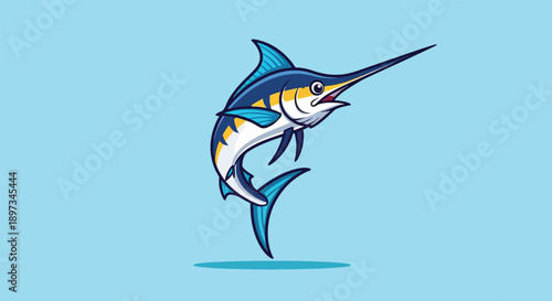 Marlin fish jumping out of water.