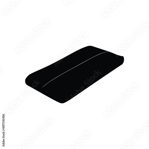 Vector silhouette of a rolled sleeping pad for camping on white background.