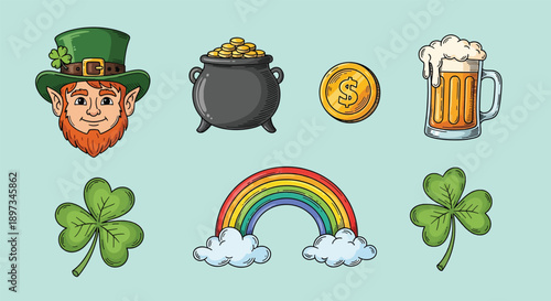 St Patricks Day Celebration Elements Set.