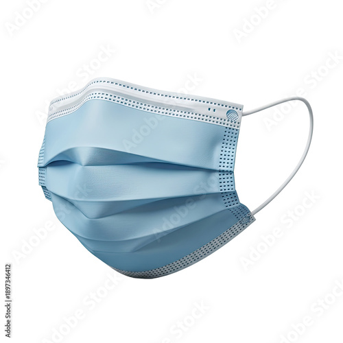 Blue disposable medical face mask isolated on a white background.