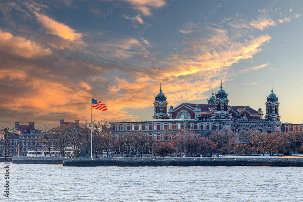 Obraz premium The Ellis Island National Museum of Immigration, housed inside the restored Main Building, built in 1900, of the former immigration complex, New York, USA