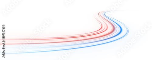 Fast blur road in abstract light space. Neon beam streak with gradient glow and digital energy.