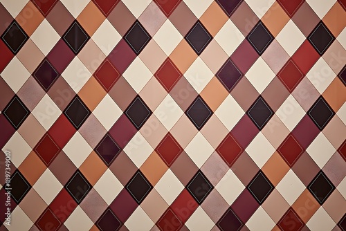 Cozy diamond pattern textile fabric in warm autumn colors