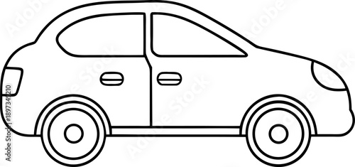Electric car outline vector on white background 