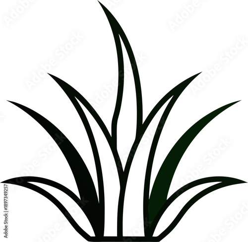 grass silhouette  vector icon on white background 