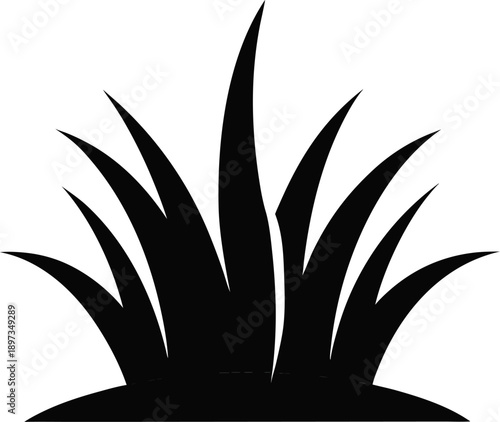grass silhouette  vector icon on white background 