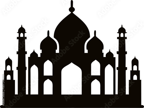 World landmarks taj- mahal icon silhouette  vector on white background 