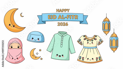 Celebrating Eid al-Fitr 2024 with traditional clothing and festive decorations