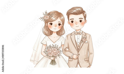 bride and groom in wedding dress